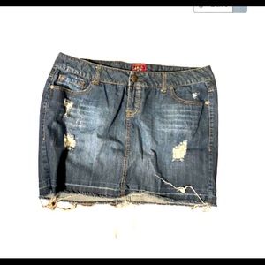 Torrid denim jean skirt ripped bottom